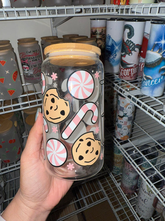 Milk & Cookies Frosted & Clear Glass Can