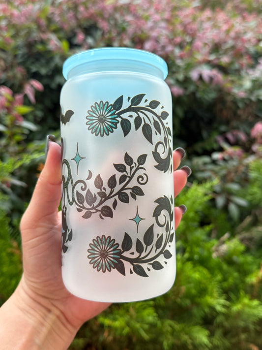 Halloween Cowboy Ghost Frosted Glass Can Cup – 16oz