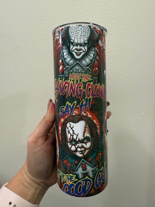 Horror Legends Collage 20oz Tumbler | Freddy, Jason, Michael Myers, Chucky, Pennywise & Pinhead