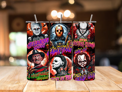 Horror Legends Collage 20oz Tumbler | Freddy, Jason, Michael Myers, Chucky, Pennywise & Pinhead
