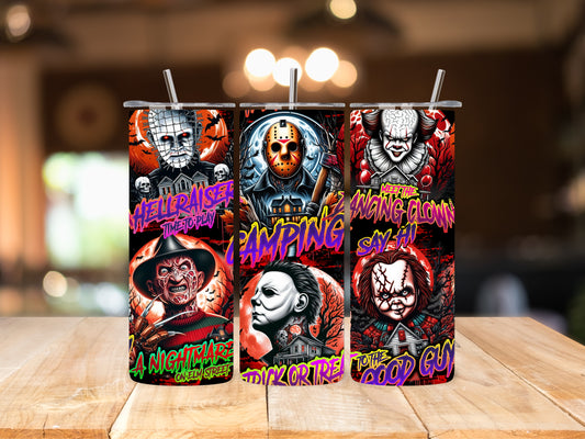 Horror Legends Collage 20oz Tumbler | Freddy, Jason, Michael Myers, Chucky, Pennywise & Pinhead