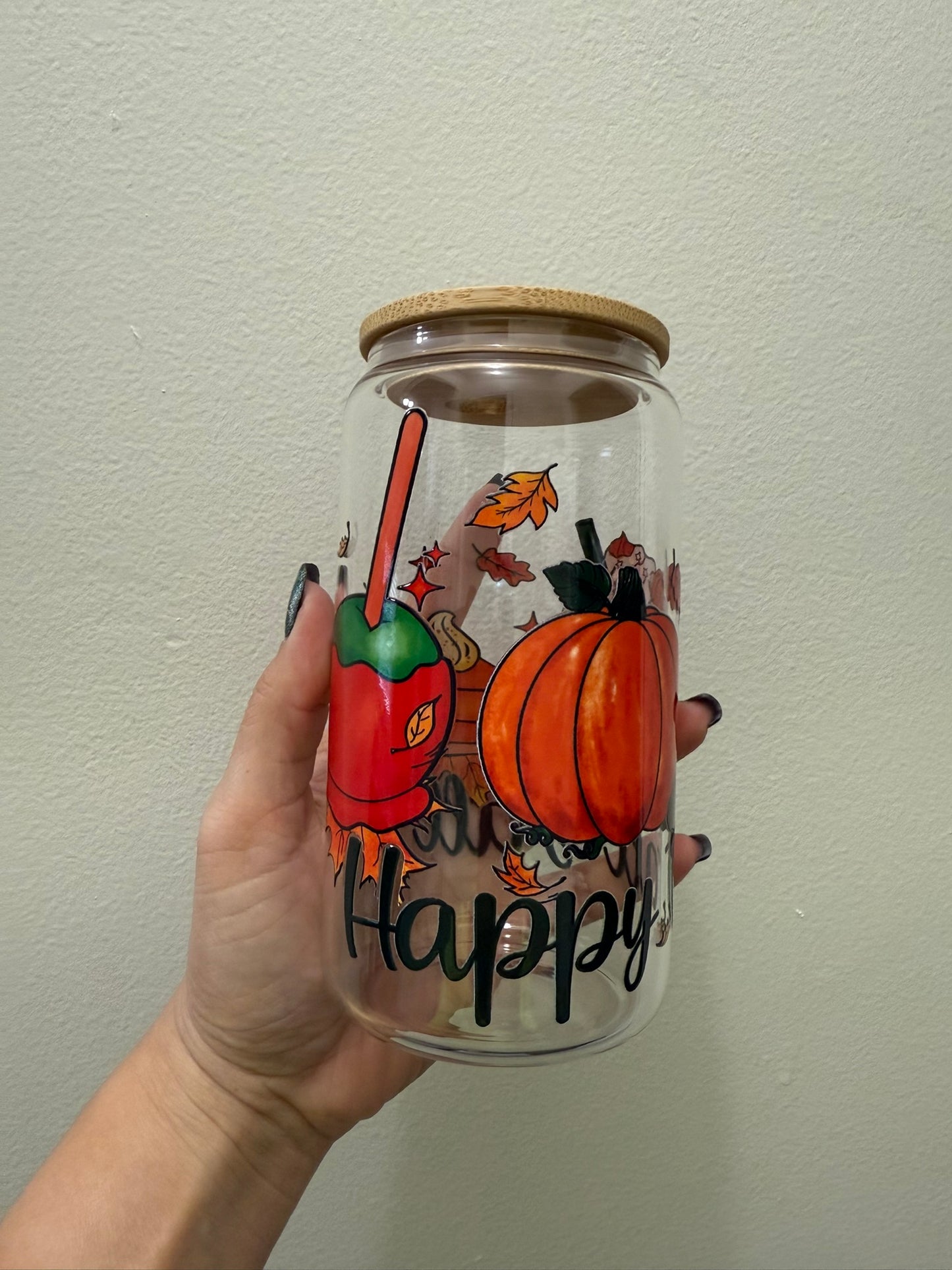 Happy Fall Y’all 16oz Glass Can Cup