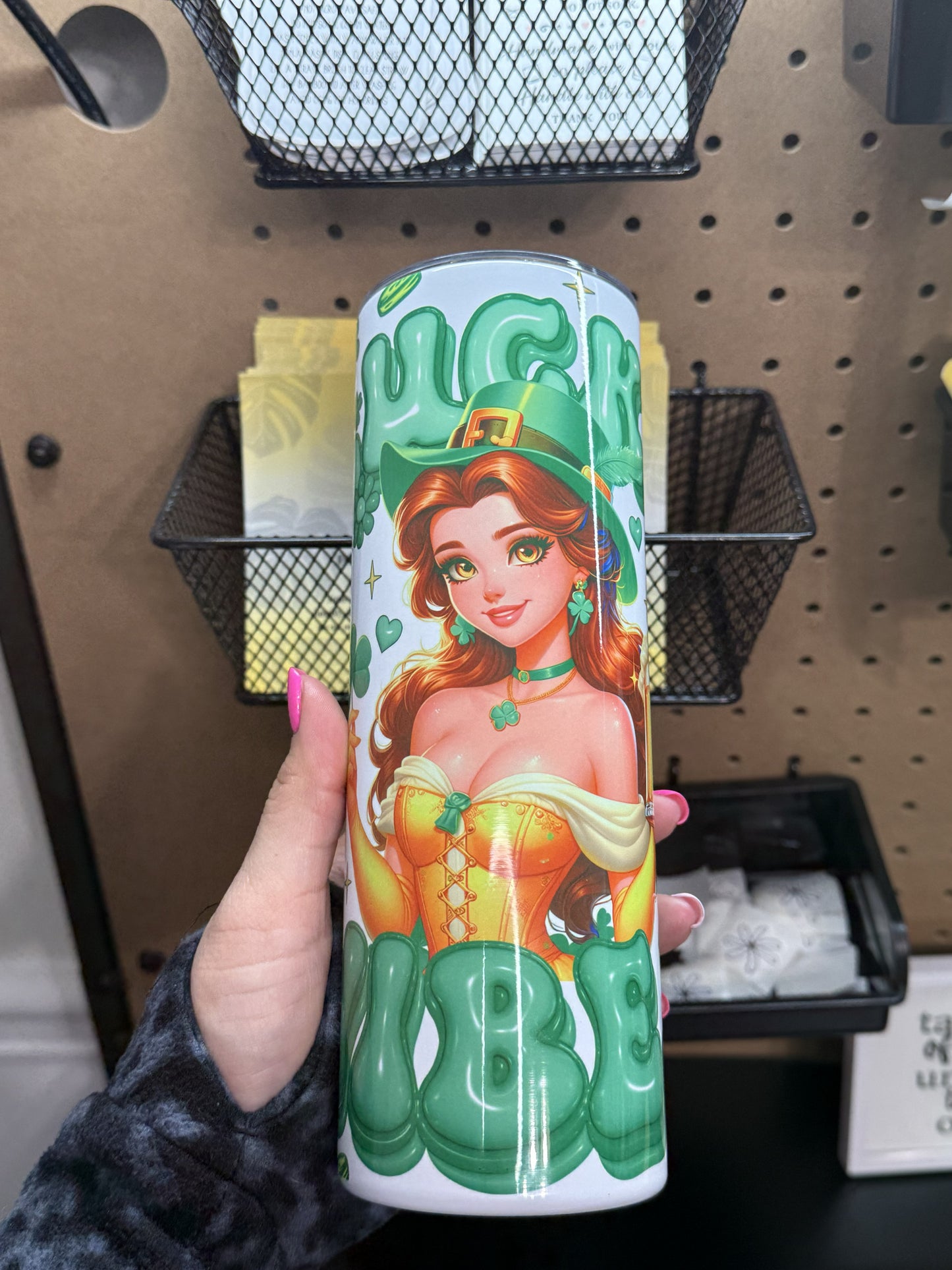 Lucky Vibes St. Patrick's Day Tumbler – 20oz Skinny Tumbler with Straw