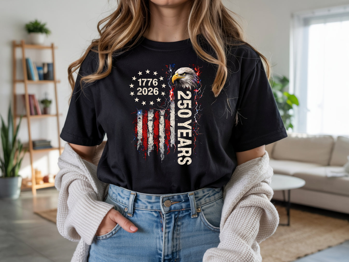 250 Years of American Freedom Patriotic Eagle T-Shirt | 1776–2026 Anniversary Graphic Tee