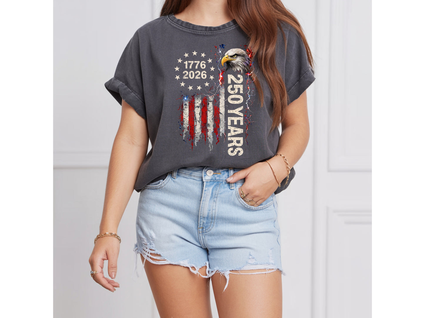 250 Years of American Freedom Patriotic Eagle T-Shirt | 1776–2026 Anniversary Graphic Tee