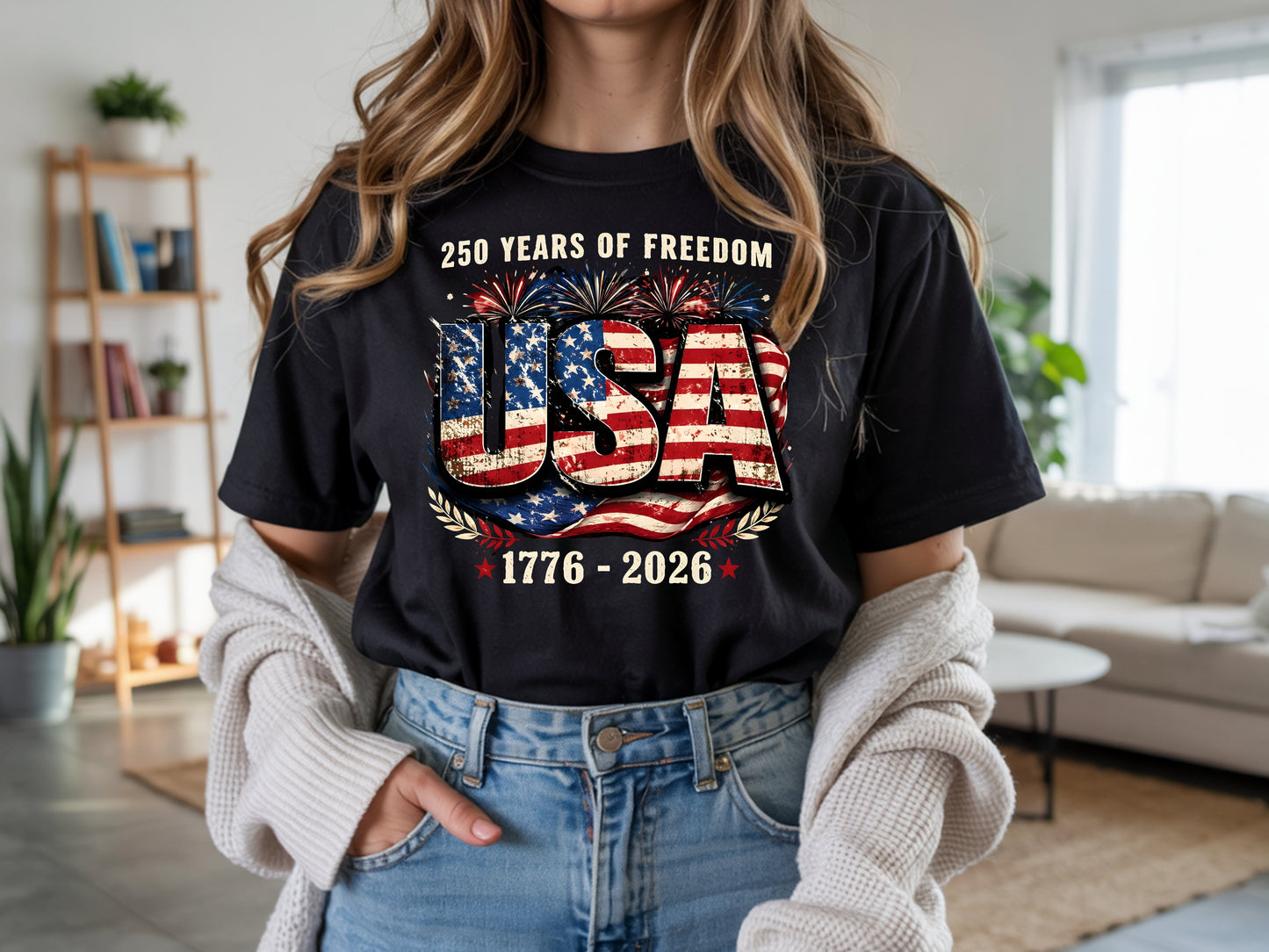 USA 1776–2026 — Distressed Patriotic Graphic Tee | 250 Years of Freedom