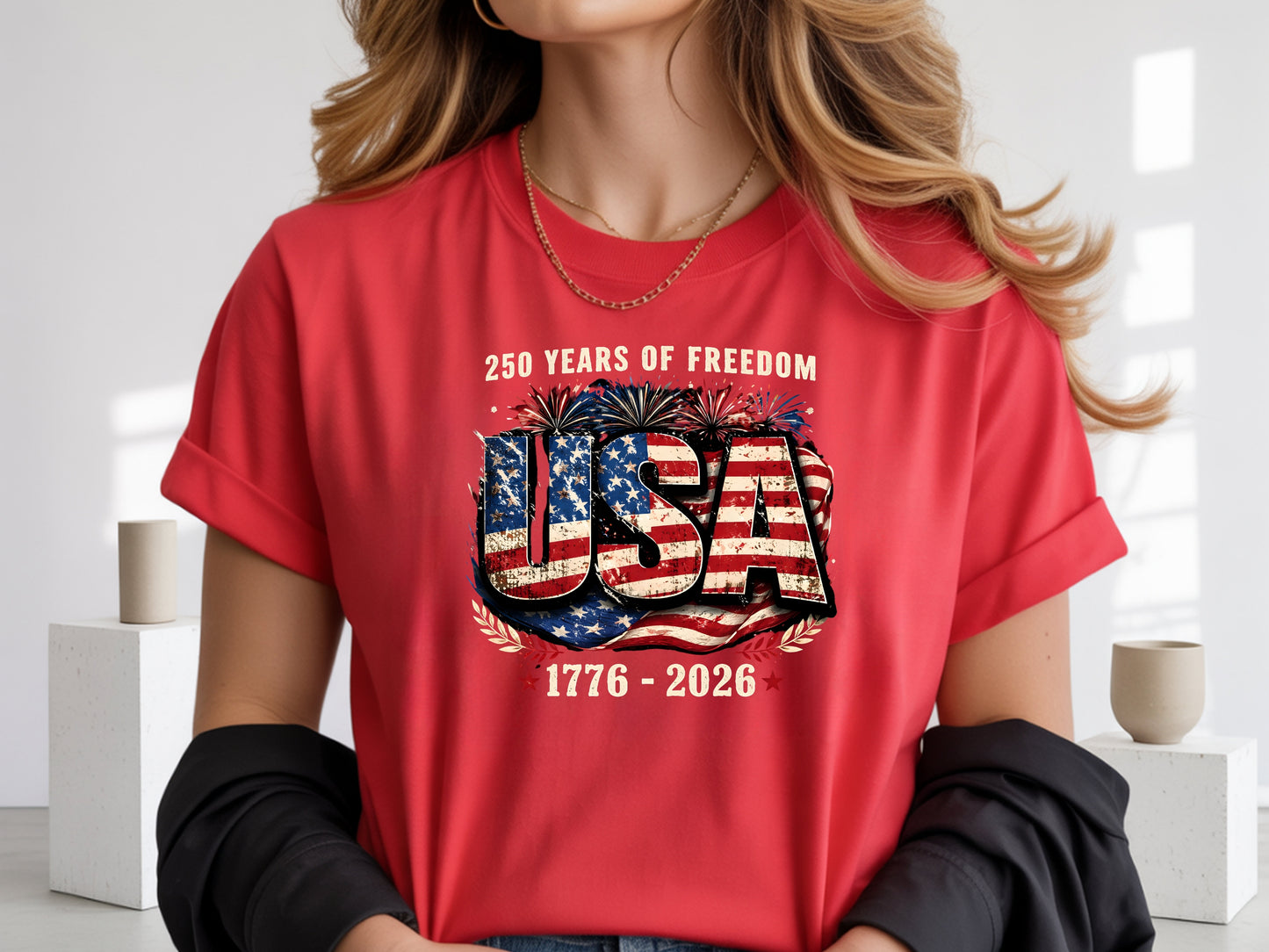 USA 1776–2026 — Distressed Patriotic Graphic Tee | 250 Years of Freedom
