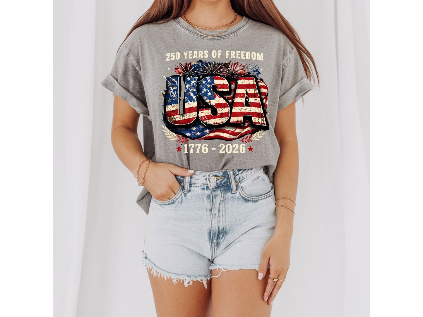 USA 1776–2026 — Distressed Patriotic Graphic Tee | 250 Years of Freedom